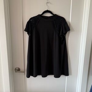 Torrid Studio Crepe Jersey Mock Neck Lace Inset Top